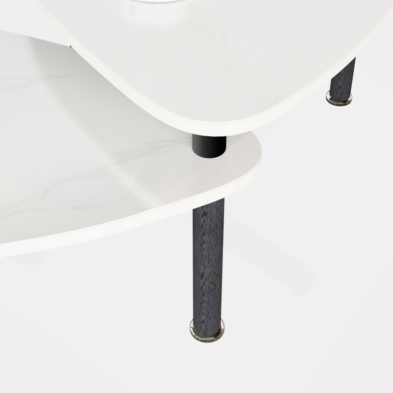 Table basse moderne avec plateau rotatif à 360 degrés et pierre frittée
