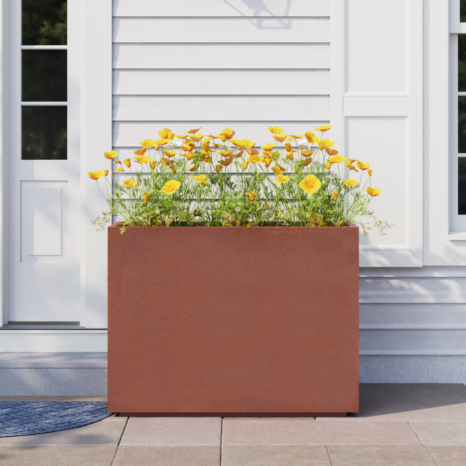 Corten Steel Series Span Planter, 32" H x 42" W x 16" D