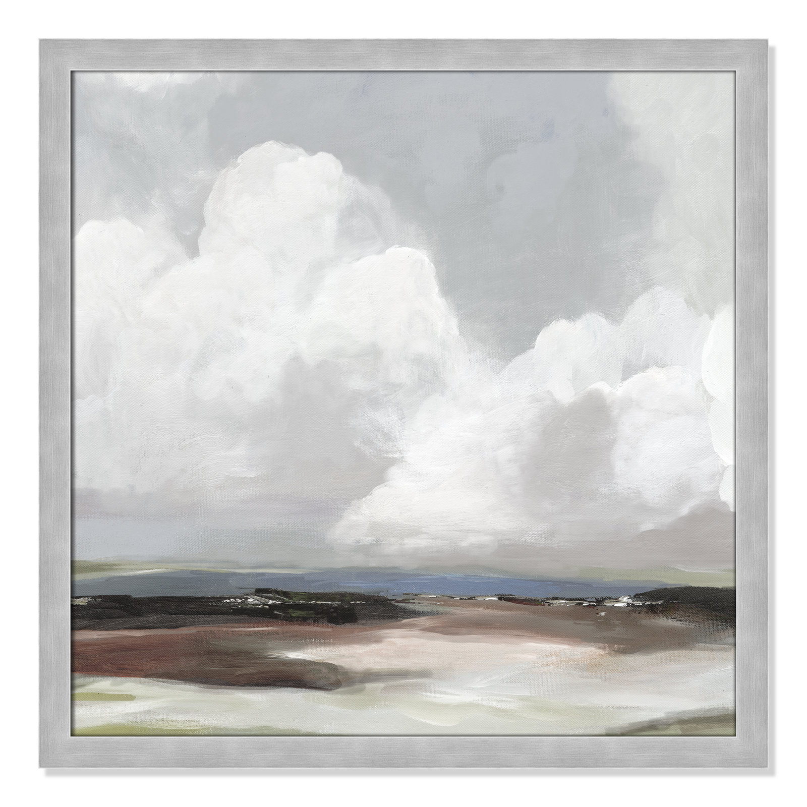 Avron "Morning Air" Painting, 28.5" H x 28.5" W x 1.12" D, Matte Silver Framed