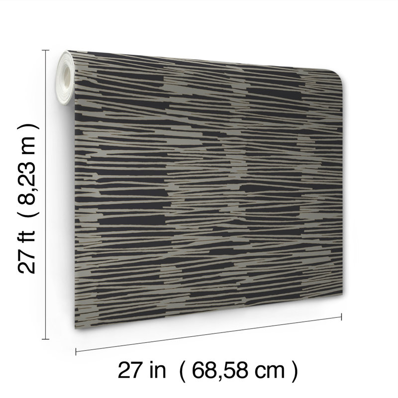 Water Reed Thatch Wallpaper, Black