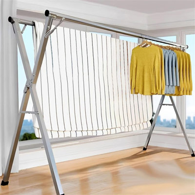 2.4M Portable Standing Clothes Drying Rack - Space-Saving Design