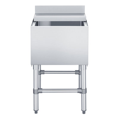 Bac à glaçons commercial, capacité maximale de 49,4 pte, glacière en acier inoxydable 18 x 18 x 33 po avec couvercle coulissant et porte-bouteilles, unité de chariot de glacière pour bar-pub, certifié NSF