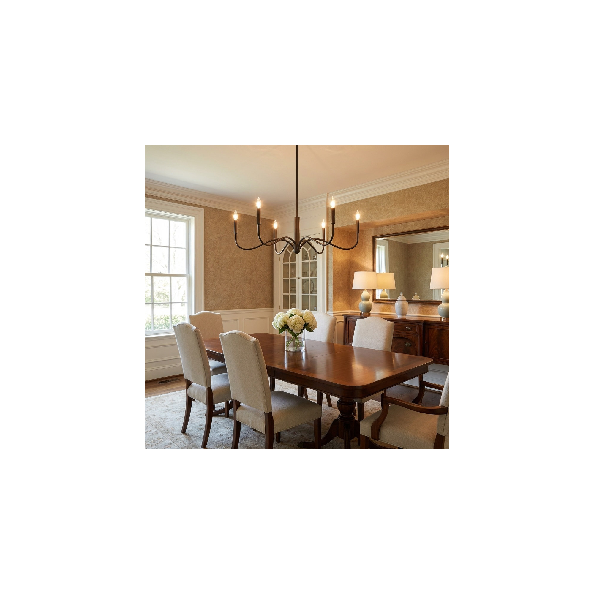 Wetherell Chandelier, Aged Iron, 62.68" H x 32" W  x 32" D, 6