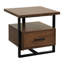 Table de bout, tiroir et tablette ouverte Voz, brun noyer, noir 22 po Voz