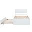 Structure de lit simple moderne avec lit gigogne pour tête de lit brillante de couleur blanc crème -361163995