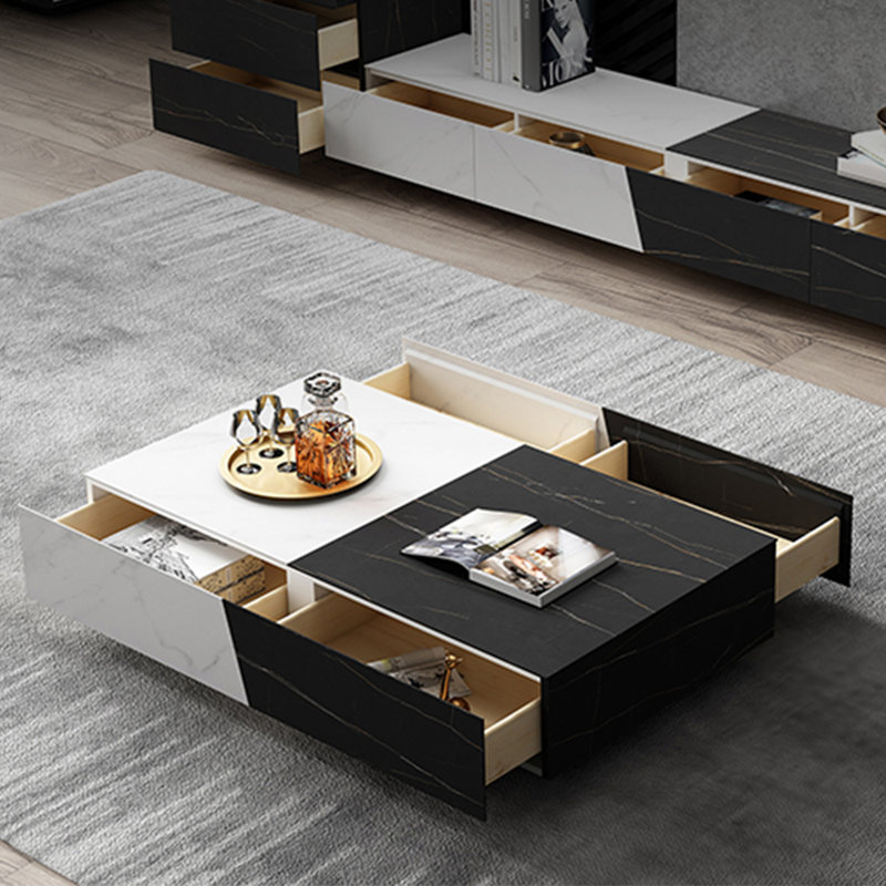 Table basse en pierre frittée de style italien, H 11,8 po x L 51,2 po x l 31,5 po