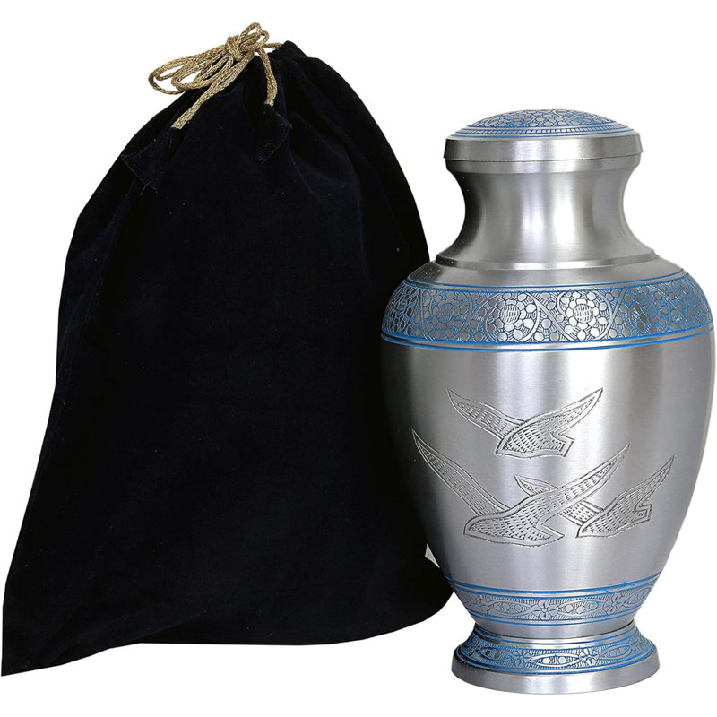 URNS Royal Silver Cremation Urn For Human Ashes - Adult Funeral Urn Handcrafted - Affordable Urn For Ashes -  Urn Deal