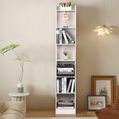 Bibliothèque étroite de 70,9 pouces de hauteur, armoire de rangement au sol, bibliothèque d'angle avec rangement, étagères à cubes à 6 niveaux pour le bureau personnel  
