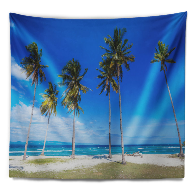Tapisserie de paysage marin sur une plage tropicale aux Philippines, H 32 po x l 39 po
