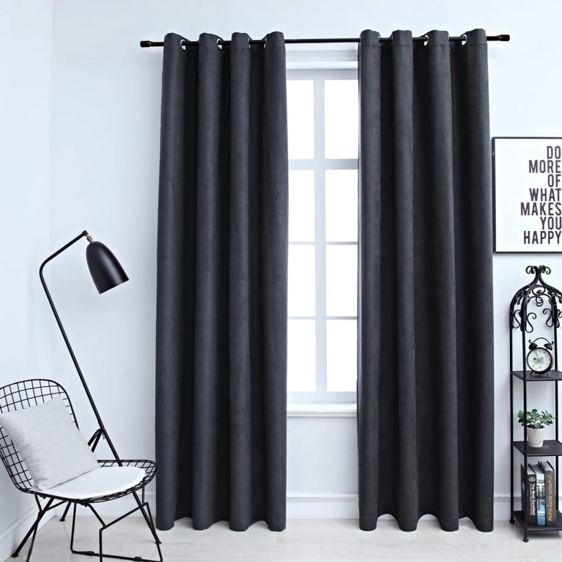 Azurah Blackout Curtain Pair, Anthracite, Width 140 x Drop 175cm
