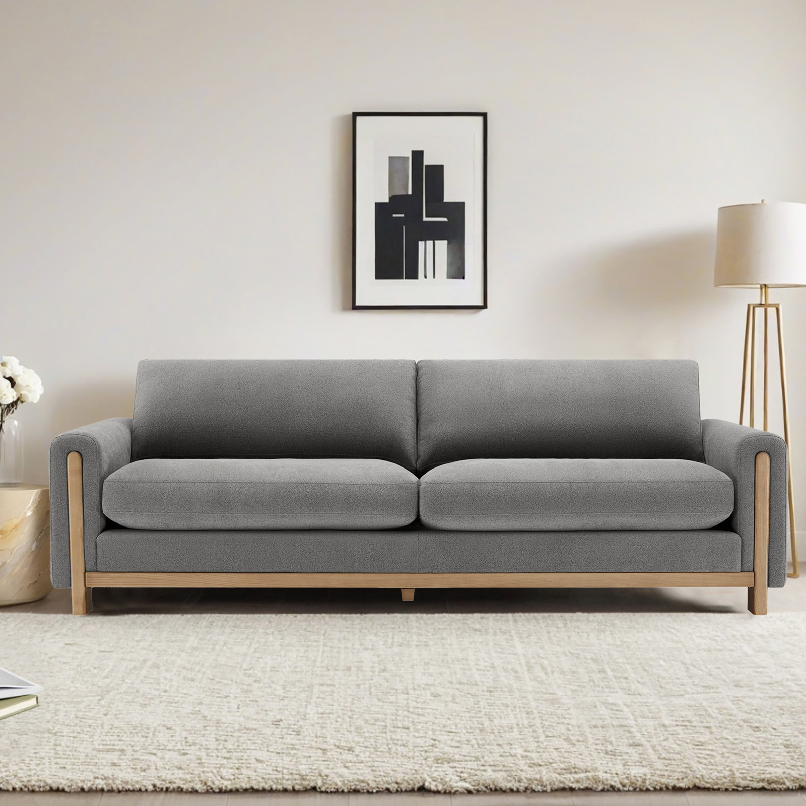 Adika 99" Upholstered Sofa, Elite Pewter Textured Weave