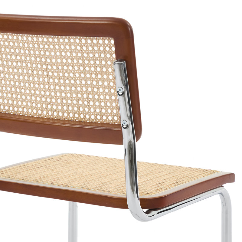 46cm H Cantilever Chair in Natural/Walnut/Chrome