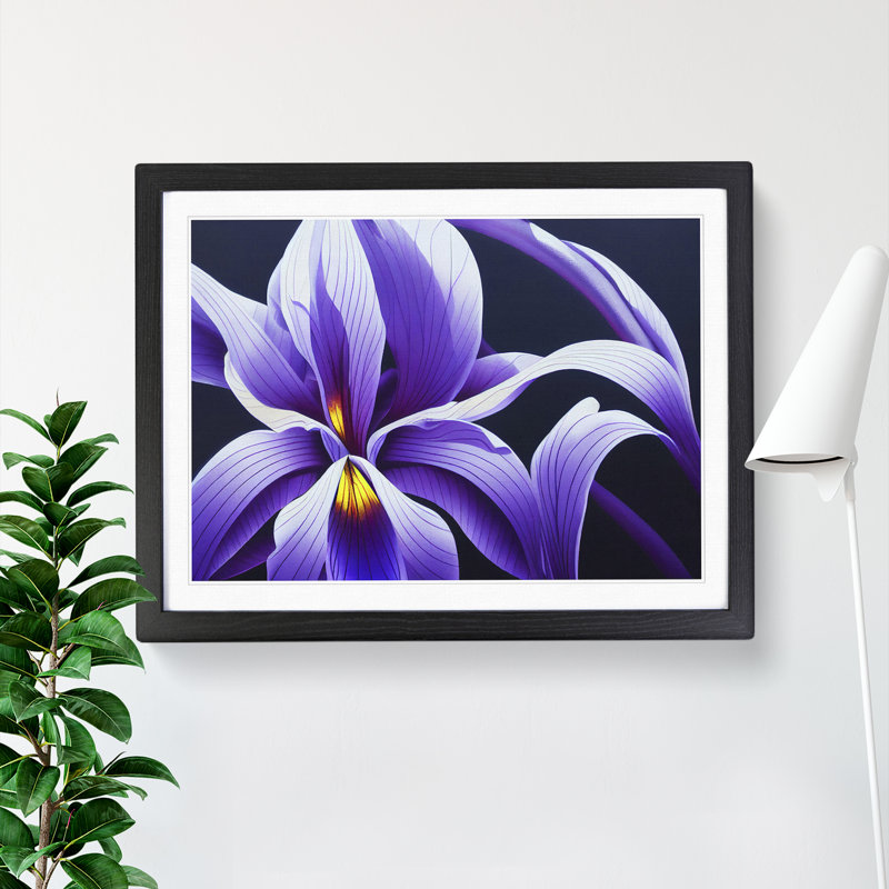 Artsy Flower - Picture Frame Graphic Art, Black, 46cm H x 64cm W