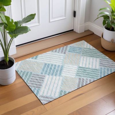 Machine Washable Indoor/Outdoor Bourkelands ACN2339 Geometric Rug