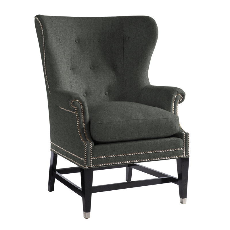 Fauteuil à oreilles en lin de 31 po de large Farrington, Gris anthracite Cristo