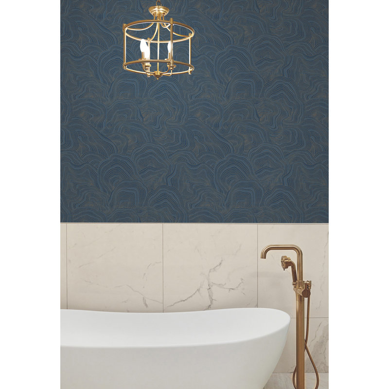 Geodes Abstract Metallic Wallpaper Double Roll, Navy