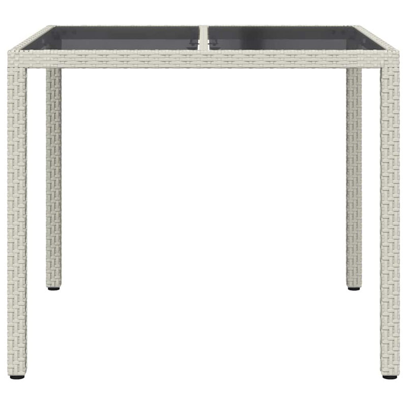 Garden Dining Table 35.4 In Poly Rattan, White, 29.5"H x 35.4"L x 35.4"W