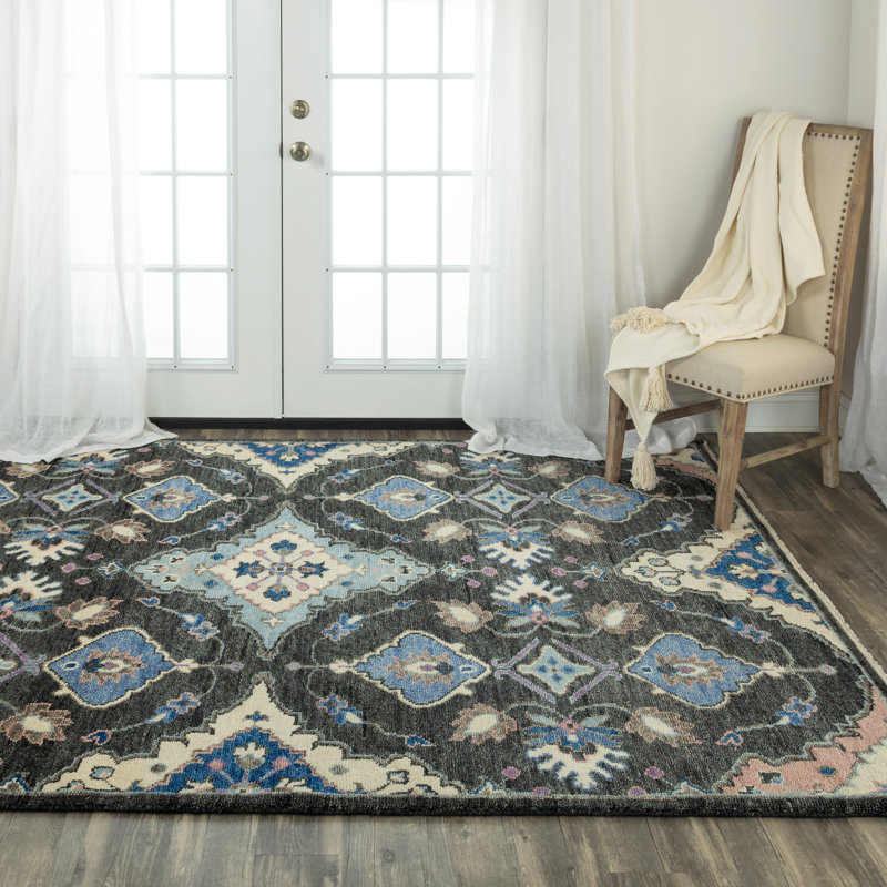 Wool Floral Indoor Rug, Rectangle 6' X 9'