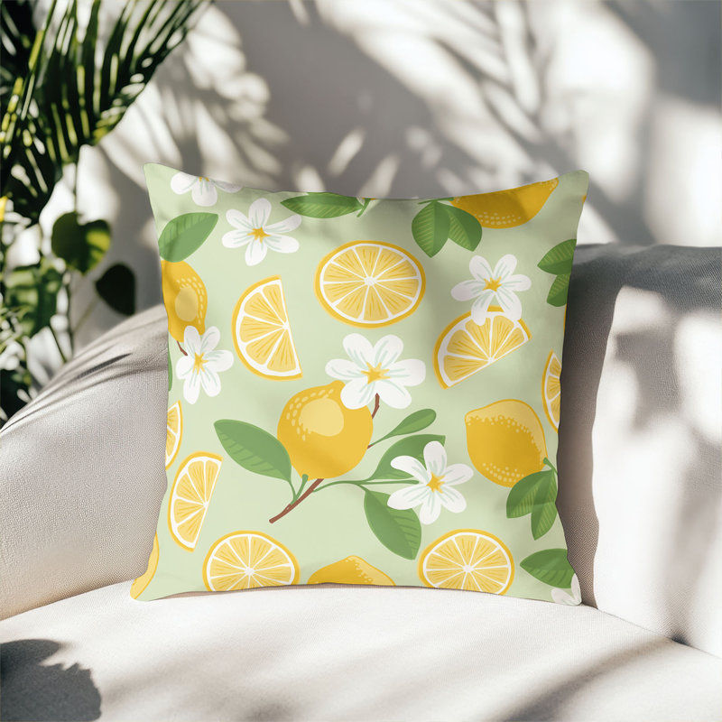 Coussin décoratif extérieur Lemmie, Vert, Carré 16 po