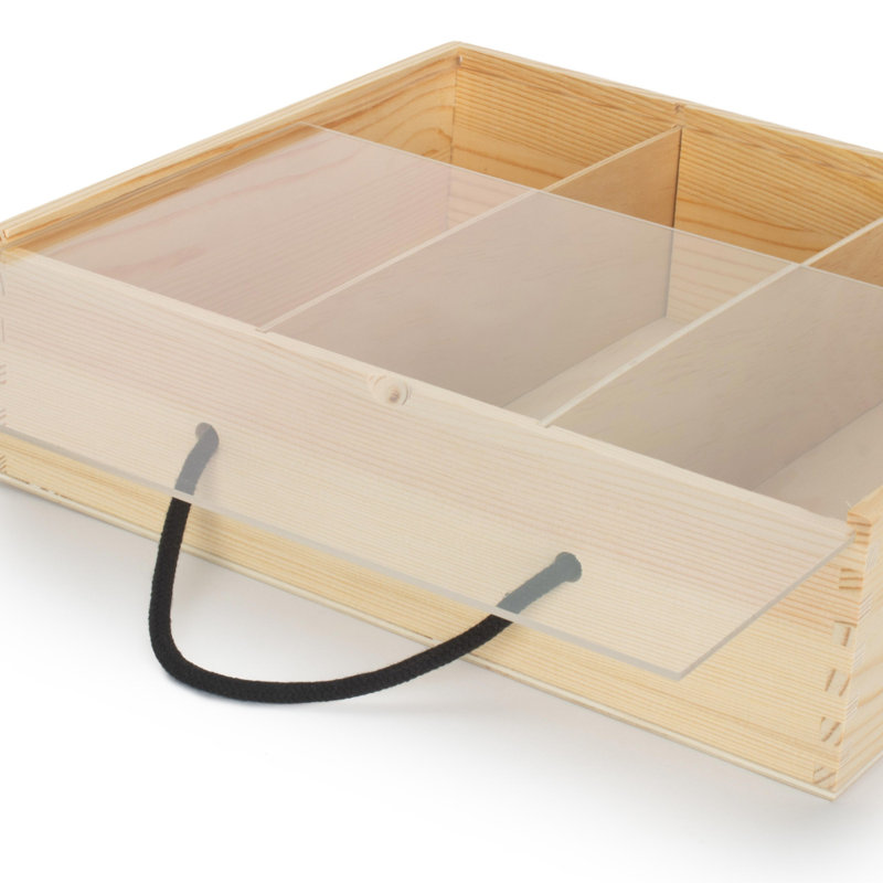 Amirh 3 bottle Pinewood Carry Case with Acrylic Lid Carrier