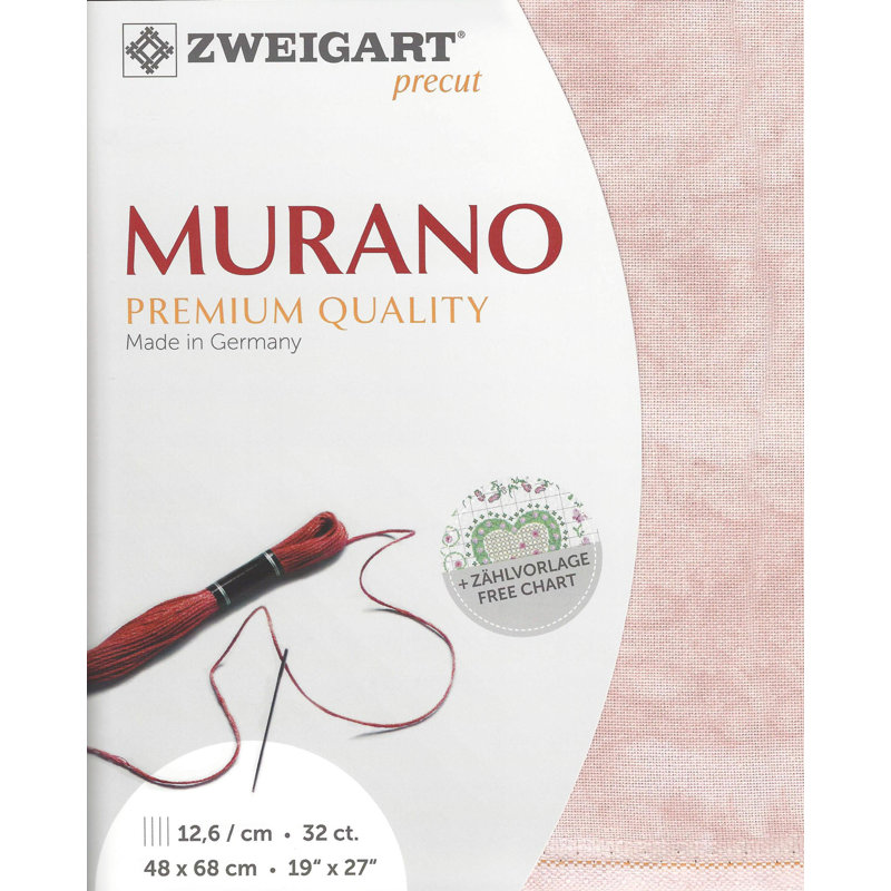 Prédécoupé Zweigart Murano rétro 32 points marbre rose 3984/4269