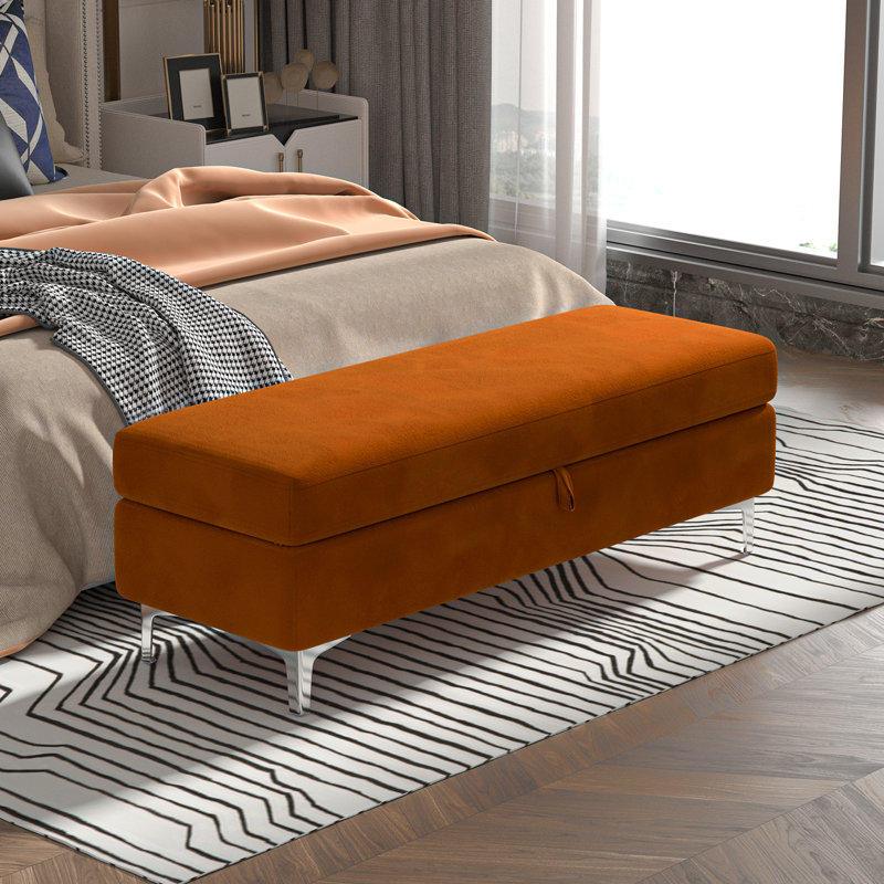 Banc de rangement rembourré Alliber, Orange