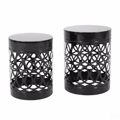 Outdoor Delight Powder-Coated Iron End Table, Set Of 2