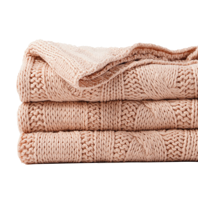 Jeté doux en tricot double torsadé, couverture en tricot torsadé pour canapé, lit ou sofa, couverture en tricot acrylique, couverture douillette et confortable, 50 po x 60 po