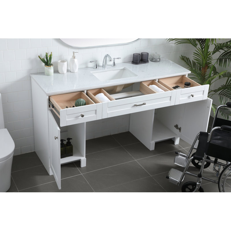 Cooper 60'' Single Bathroom Vanity with Engineered Marble Top, White
