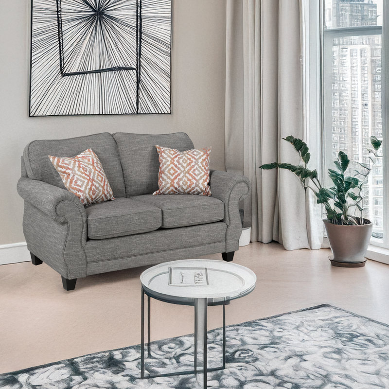 Canapé en tissu Baskerville, gris, H 39 po x l 64 po x P 37 po, 2
