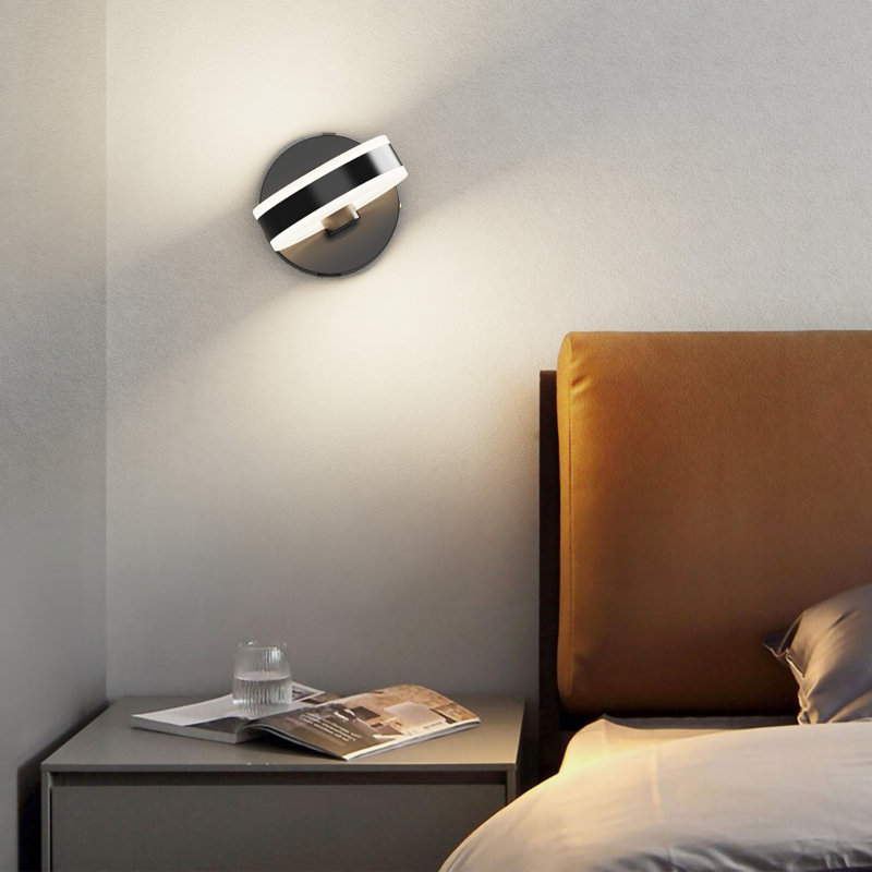 Ghian LED Sconce with Built-in Switch and USB Charging Port, Black