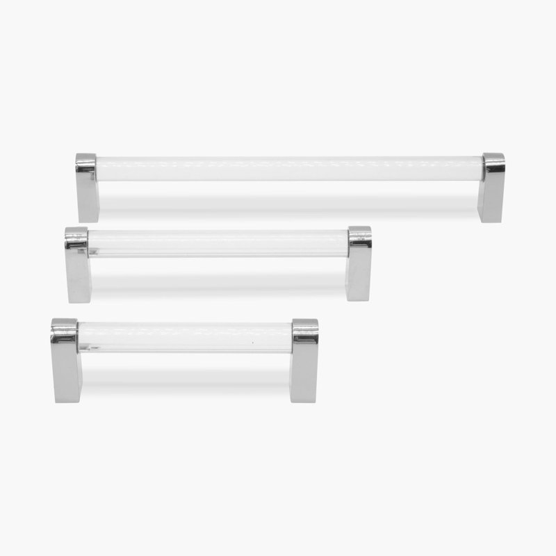 Clarity Acrylic Center to Center Bar / Handle Pull, Polished Nickel/Clear, 8" Center to Center