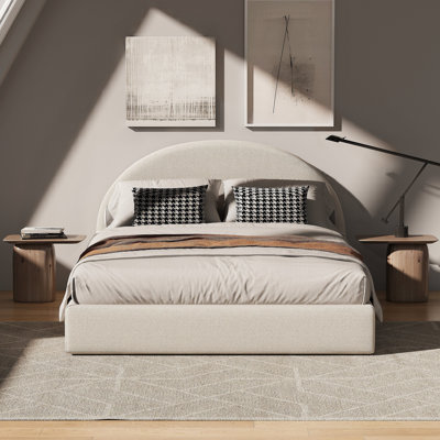 Linen Bed Frame With Headboard