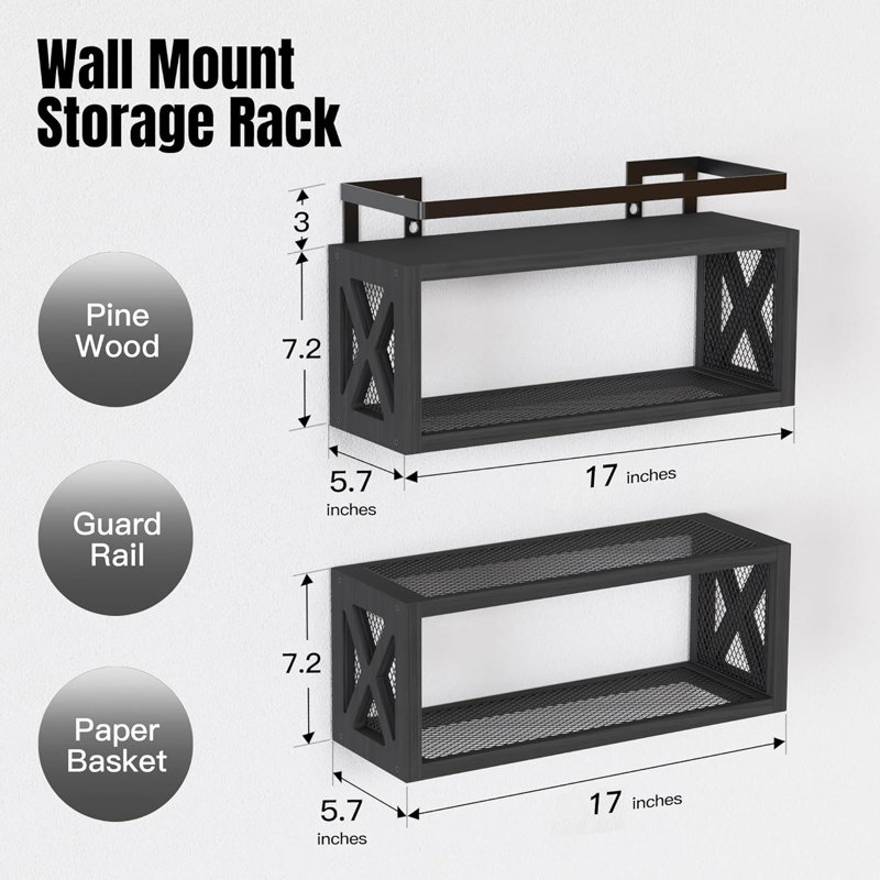 Solid Wood Floating Shelf, Black