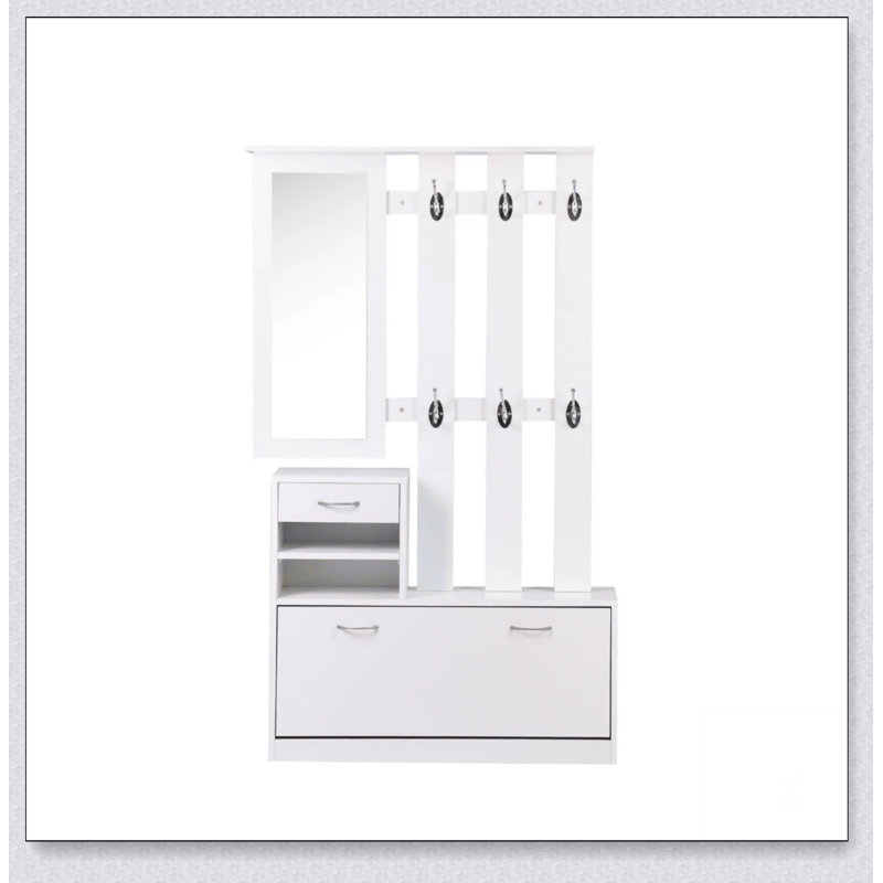 Armoire à portes combinées avec armoire à chaussures + tablette suspendue + miroir