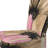 Pink Gerbera Flower On Abstract Fusion I - Velvet Upholstered Floral Side Chair, Pink Accent Chair