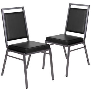 Columbus Square Back Stacking Banquet Chair with Silvervein Frame
