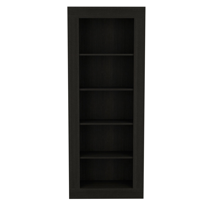 Bibliothèque avec design vertical et 5 tablettes de rangement, noir
