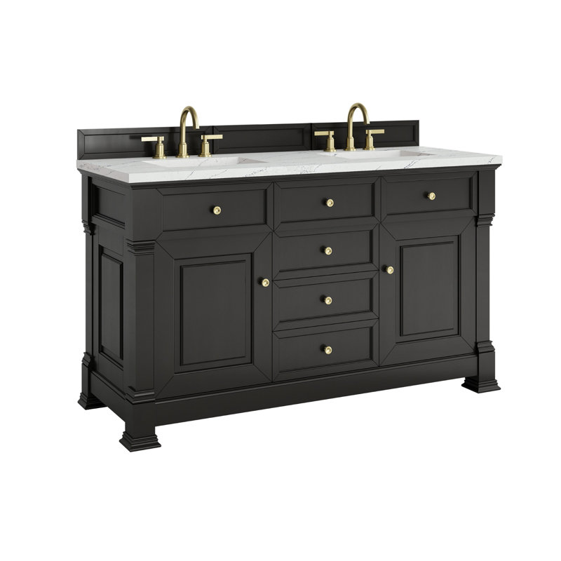 Brookfield 60'' W Double Vanity, Ethereal Noctis, Black Onyx, Widespread