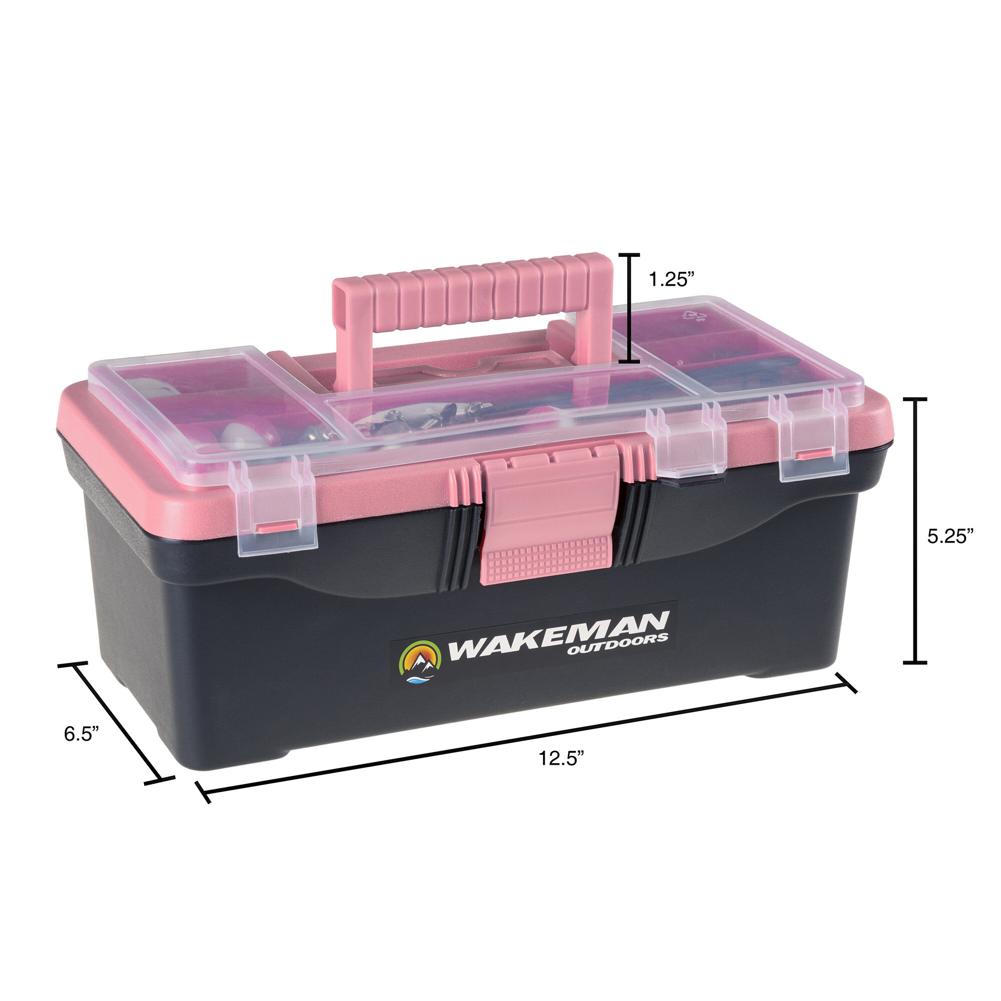 Wakeman Outdoors 55-Piece Single-Tray Fishing Tackle Box, Pink