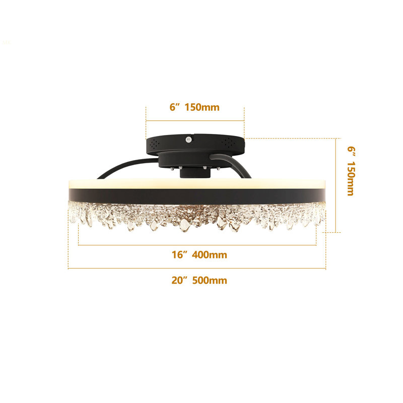 20-Inch Black Smart Ceiling Fan Light With Silent Function, Multi-Speed Adjustment For Bedroom, Study Room, And Dining Room