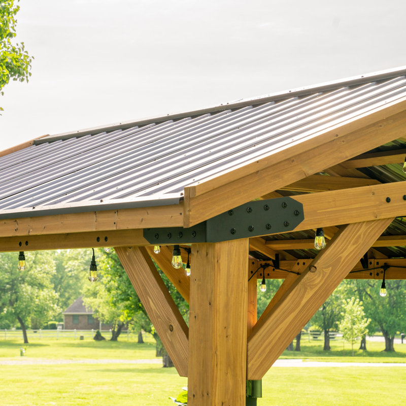 Norwood 10x10 Cedar Wood Gazebo with Steel Roof
