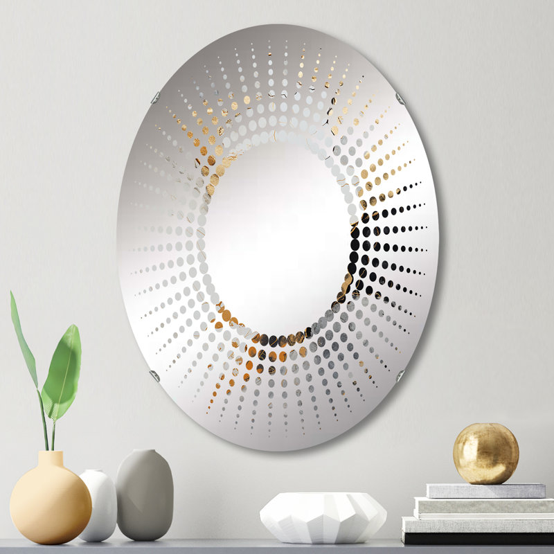 Minimalisme chrome blanc et or Poteries - Miroir décoratif Starburst MIR107300 O, 20 po x 30 po, Or blanc