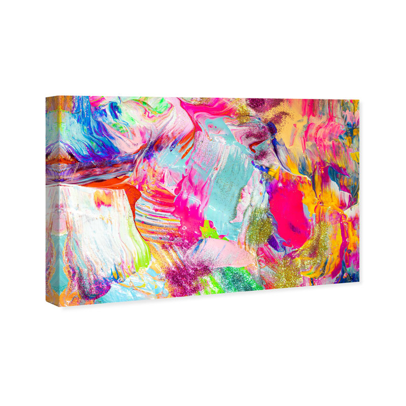 " Abstract Bright Neon Love, Modern & Contemporary Pink " by Oliver Gal, 24" H x 36" W, Wrapped Canvas, No Frame