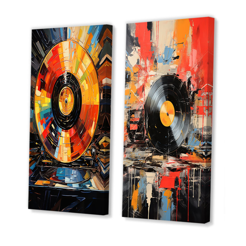 «Vinyle disque vinyle fusion», 2 pièces, Toile tendue, H 32 po x l 32 po