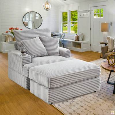 Blossie 39"W Luxury Corduroy Modular Chaise Lounge by Wade Logan