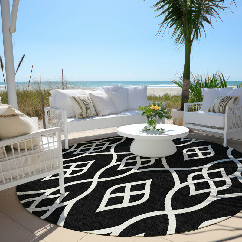 Malek Indoor/Outdoor Area Rug with Non-Slip Backing, Round 8'