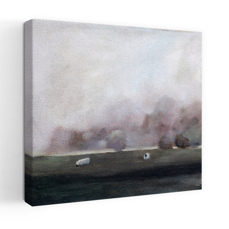 «Sheep in A Quiet Field Abstract Contemporary Landscape Nature», art mural, H 18 po x l 18 po