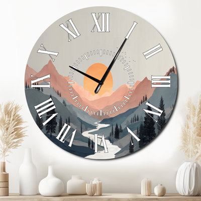 Horloge murale en métal Summer Sunset in the Mountains