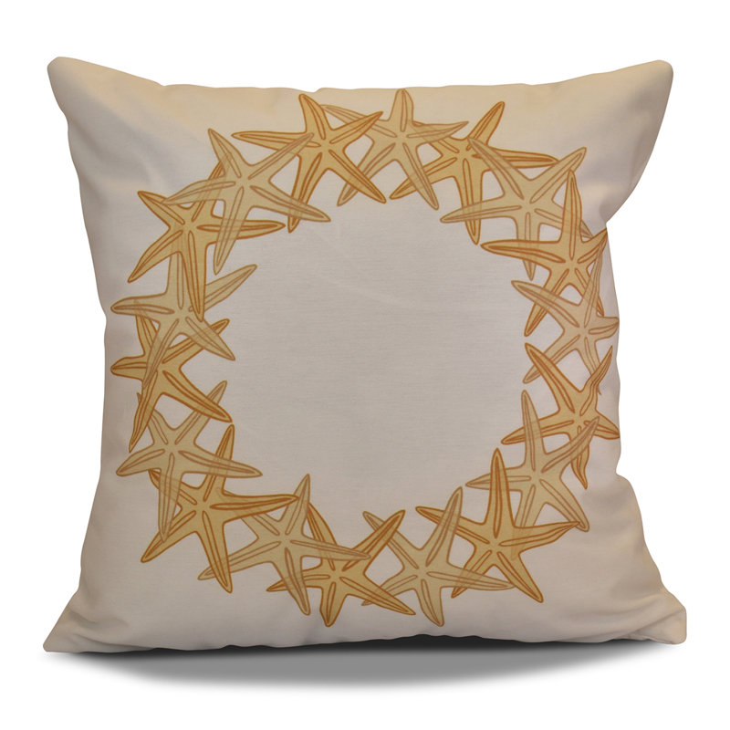 Coastal Christmas Reversible Throw Pillow, 16" H x 16" W, Gold